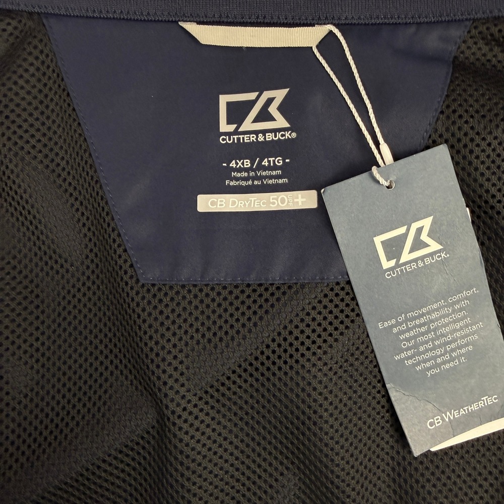 CUTTER & BUCK Dry Tech Full Zip Jacket Mens 4XB Navy Blue Windbreaker Outerwear - Picture 8 of 11